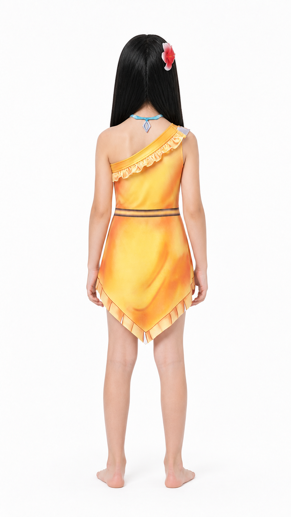 Asymmetrical Pocahontas Costume Dress for Halloween back view