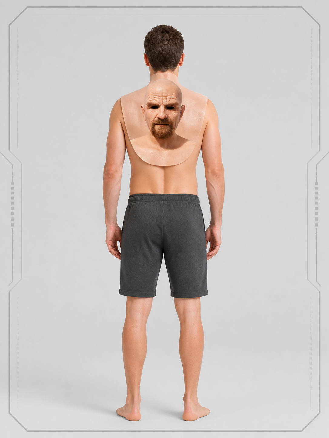 Bald Man with Beard Carnival Mask for Halloween and Cosplay back view
