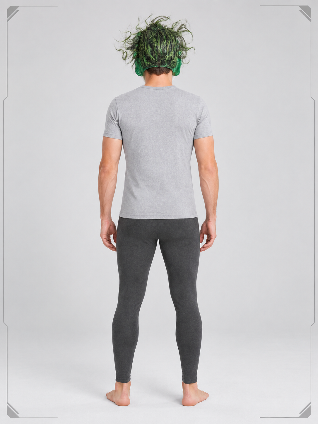 Clown mask with white face, red nose, green hair