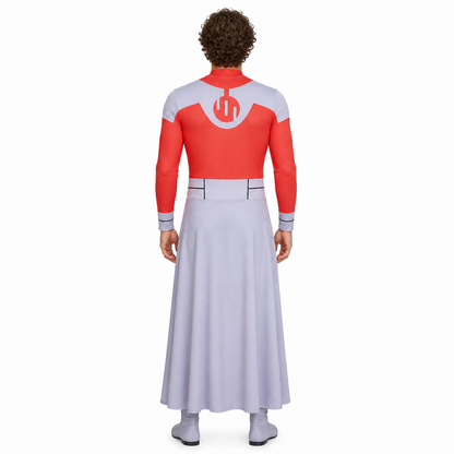 Red and Gray Cosplay Jumpsuit Costume back view