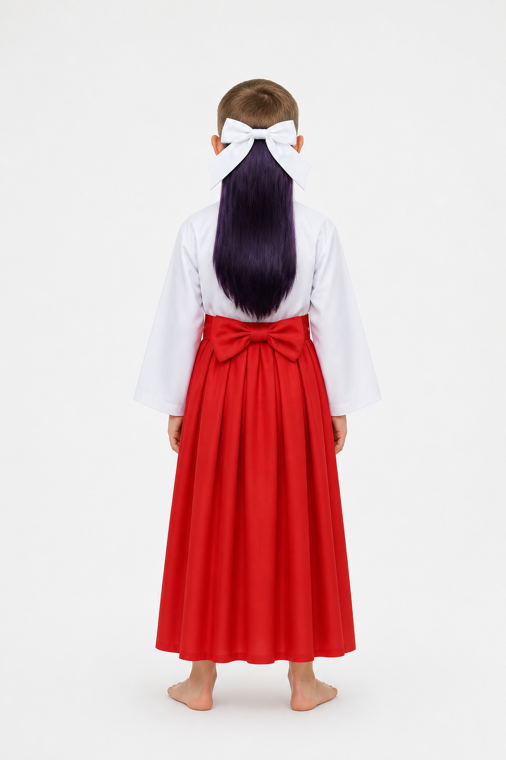 Iori Utahime Cosplay Costume with Wig and Bow back view