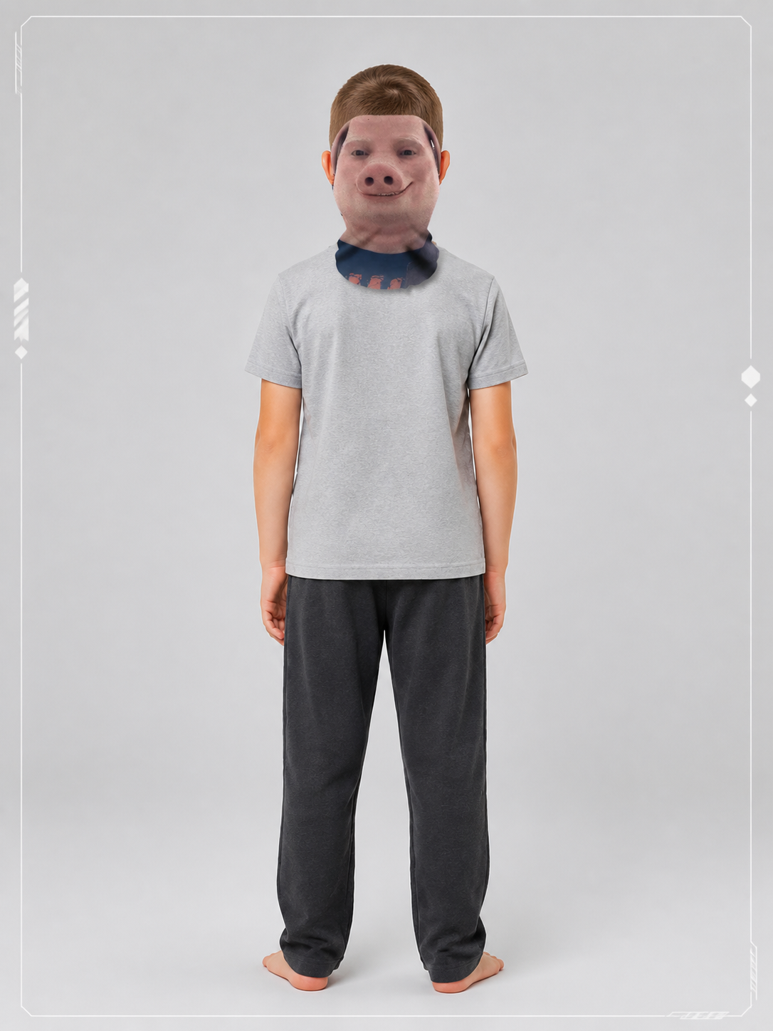 3D Pink Halloween Mask with Ears and a Pig Nose
