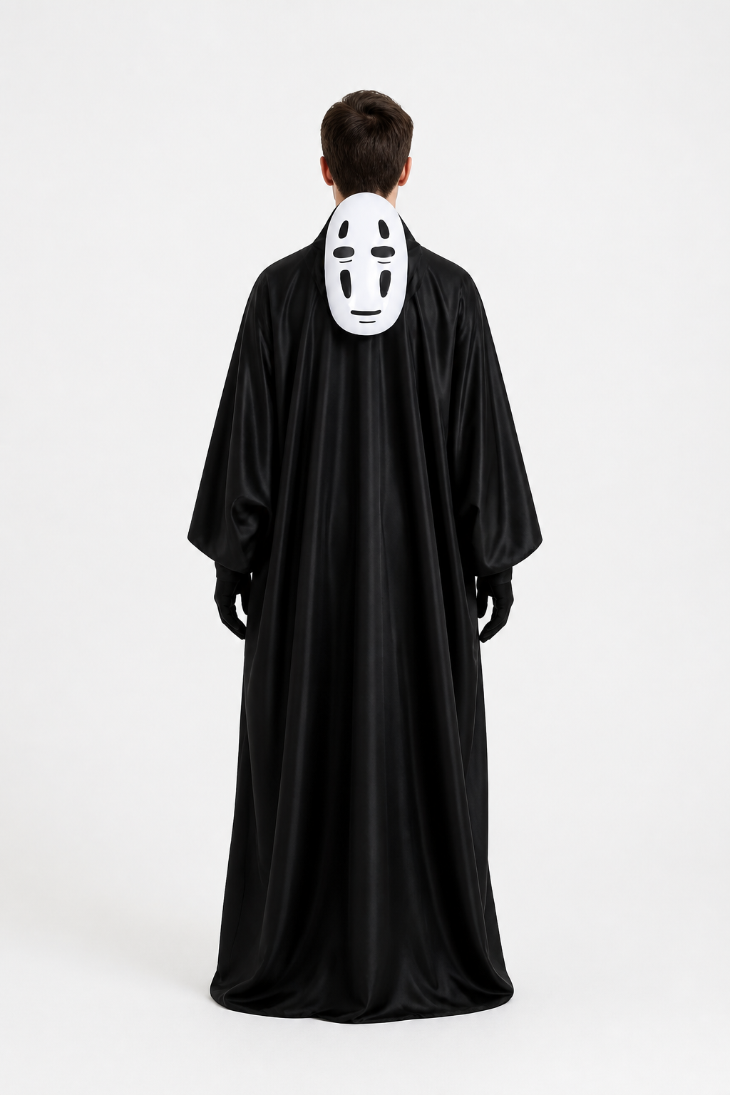 Ghost Costume with Hood and White Mask back view