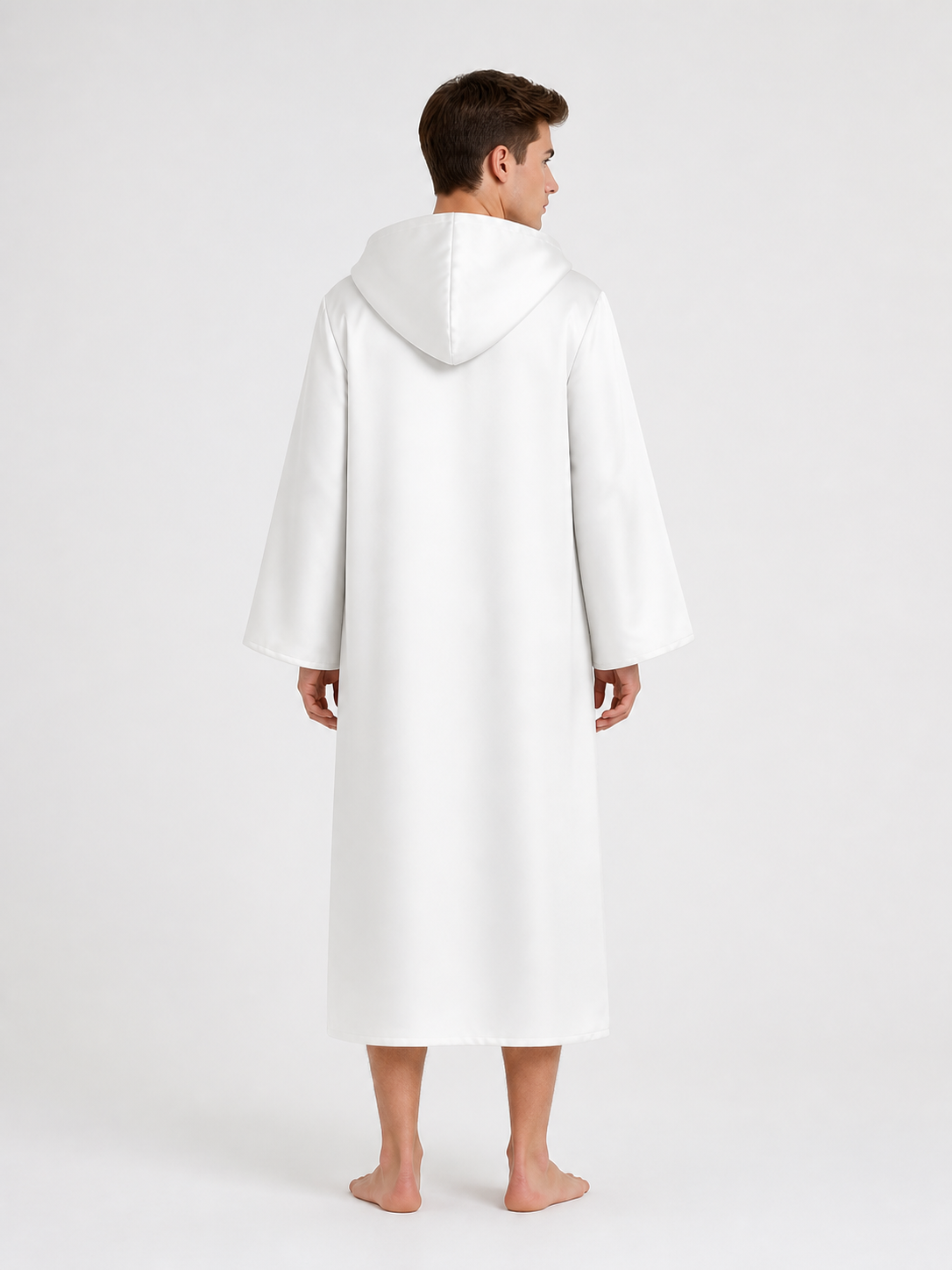 White Hooded Carnival Cloak for Halloween and Cosplay back view