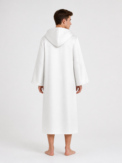 White Hooded Carnival Cloak for Halloween and Cosplay back view