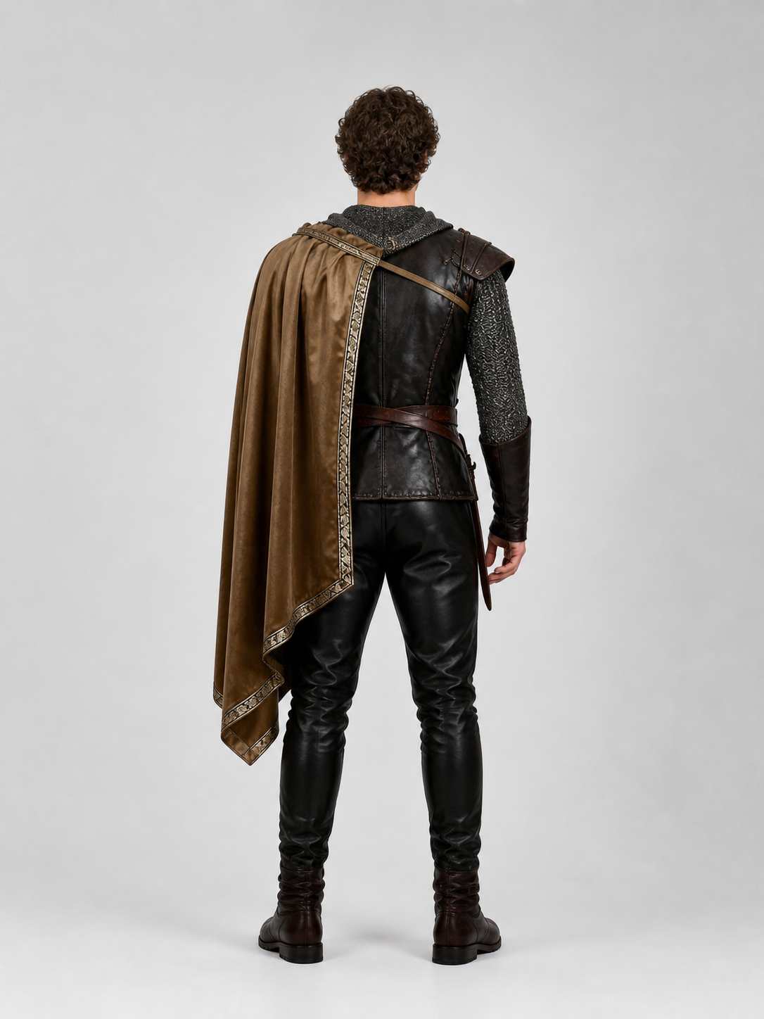 Medieval Costume with Cape and Armor back view