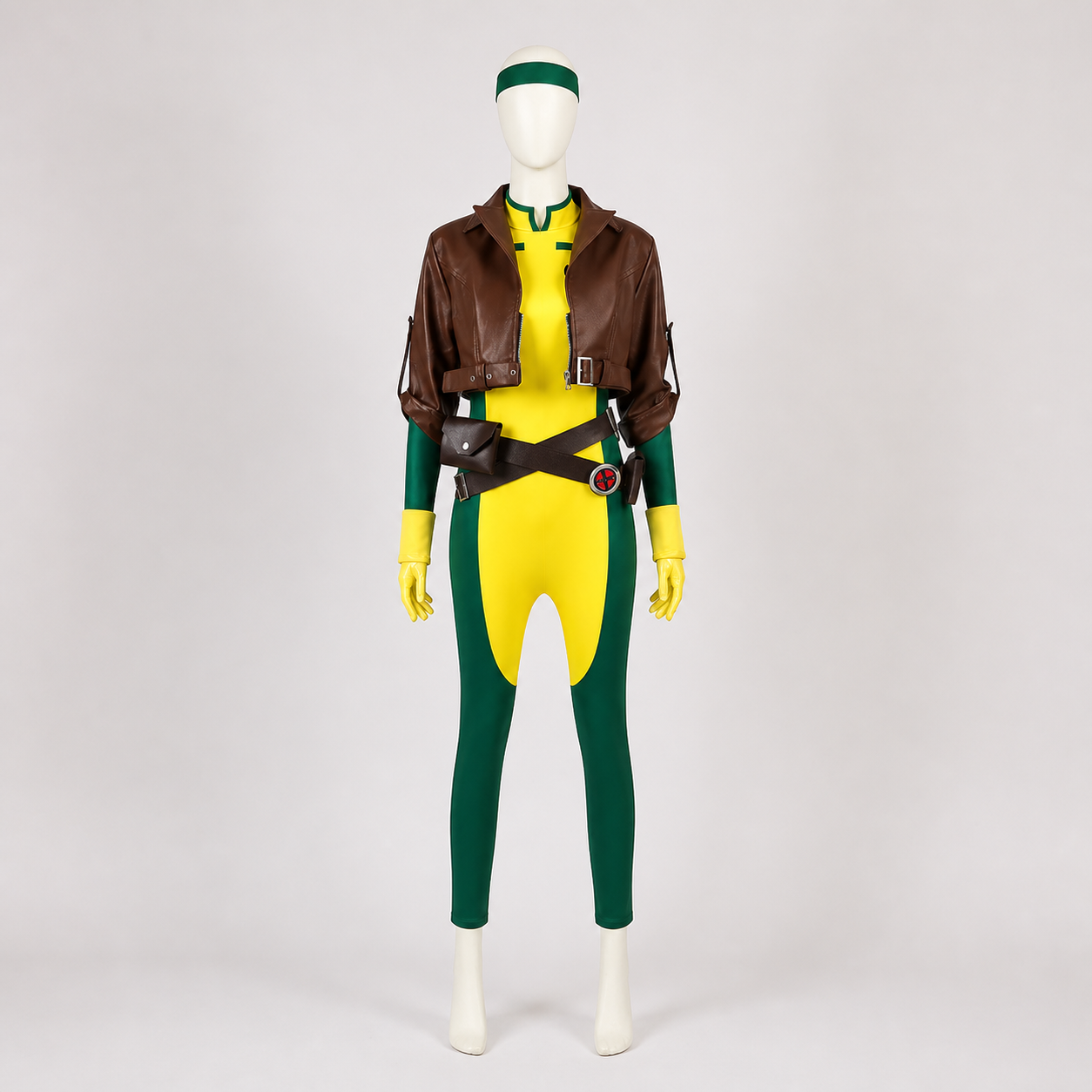 Rogue X-Men Cosplay Costume with Accessories back view