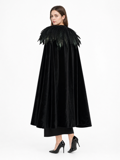Black Velvet Feather Cape