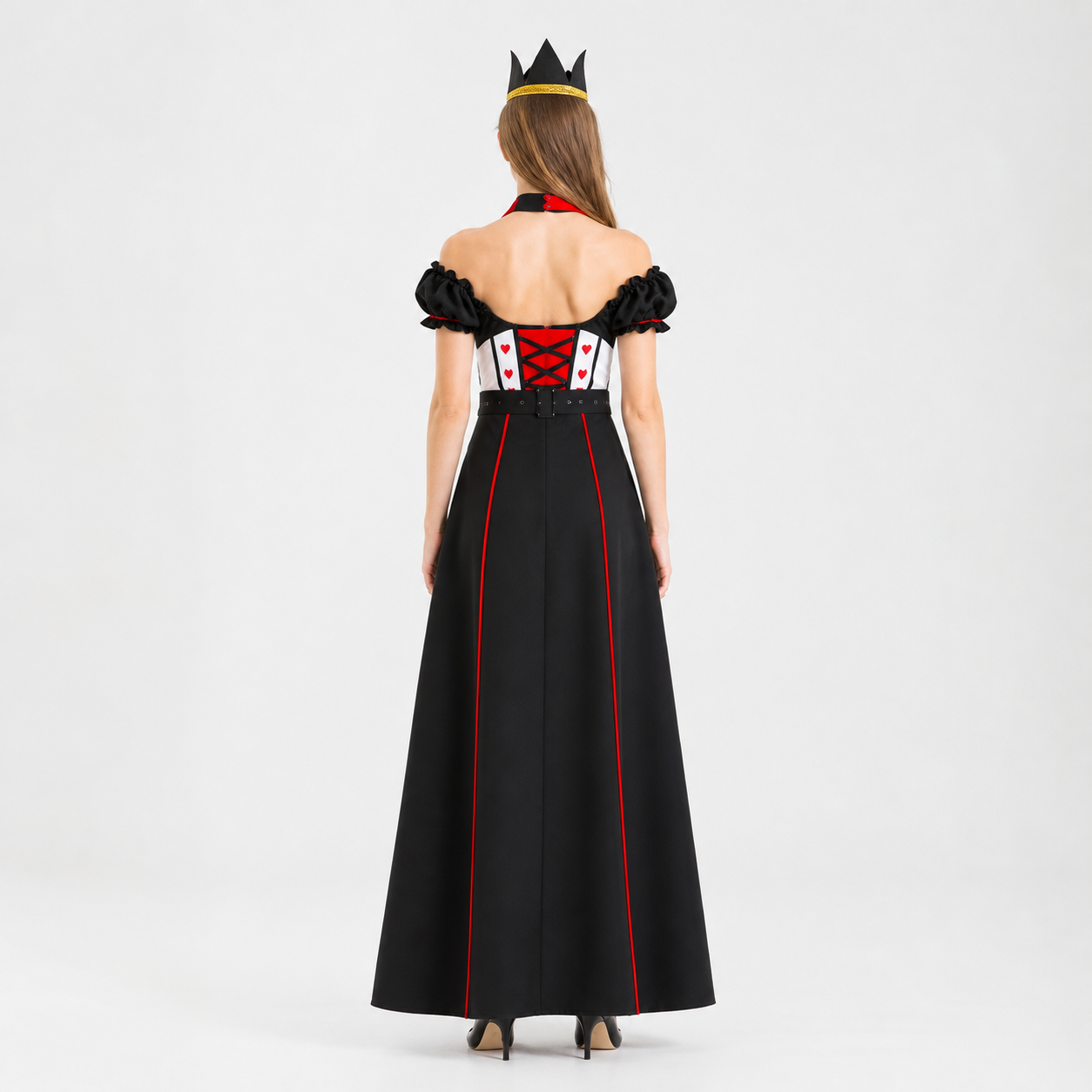 Red Queen Costume with Crown back view
