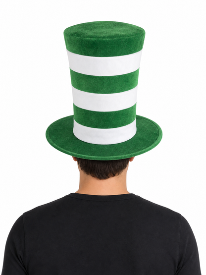 Carnival Top Hat in Green and White Stripes