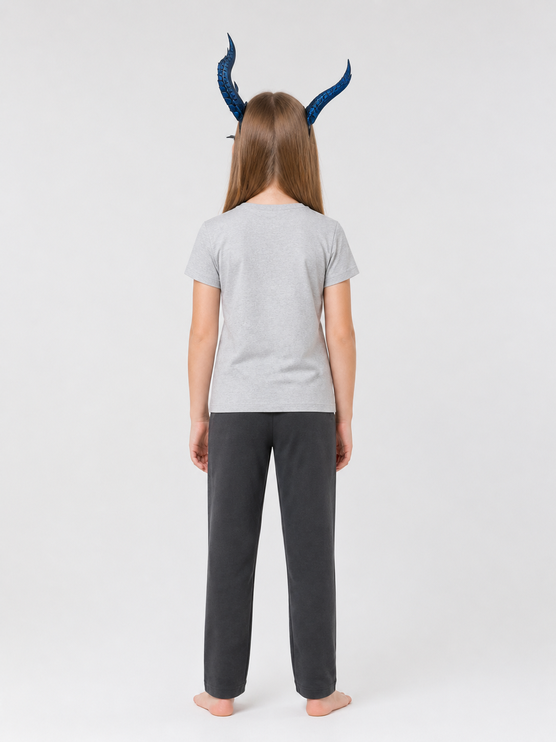 Carnival Headpiece with Blue-Black Horns and Ears back view