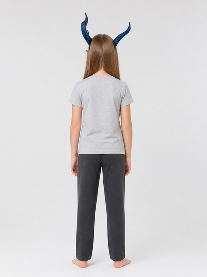 Carnival Headpiece with Blue-Black Horns and Ears back view