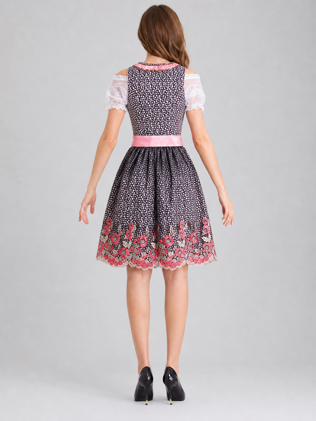 Bavarian-Style Cosplay Dress with a Bow back view
