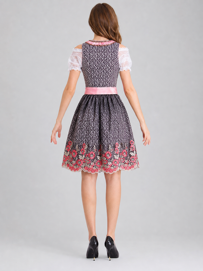 Bavarian-Style Cosplay Dress with a Bow back view
