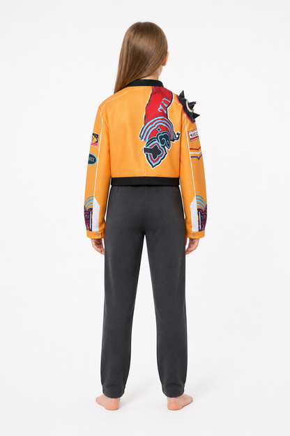 Short Cosplay Jacket with Spikes and Print back view