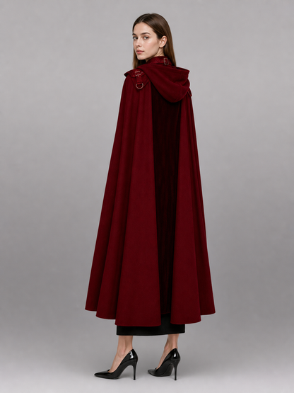 Burgundy Carnival Cloak with Hood