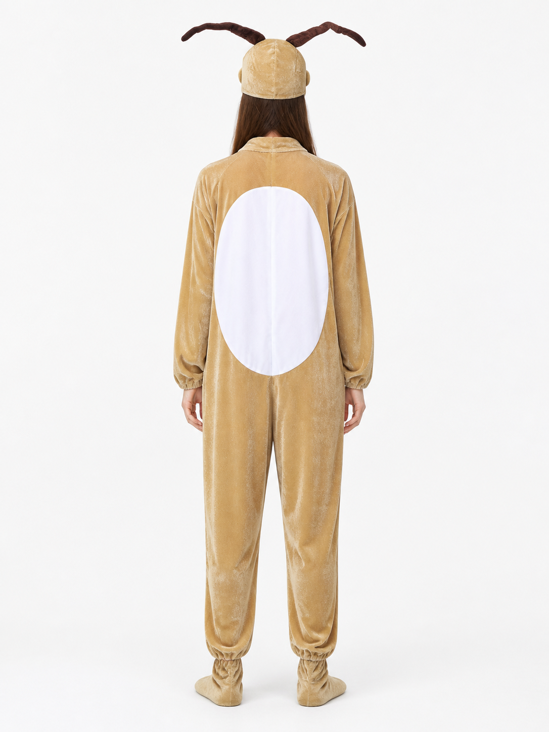 One-Piece Baby Goat Costume with Hood, Brown back view