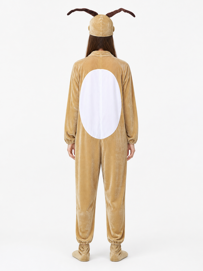One-Piece Baby Goat Costume with Hood, Brown back view