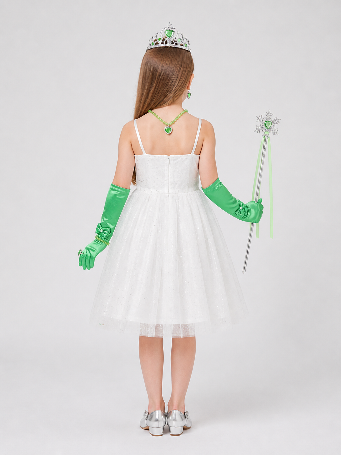 Carnival Crown Headpiece with Green and Silver back view