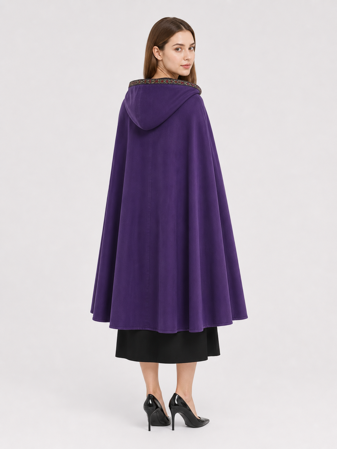 Purple Hooded Velvet Costume Cape product view 44
