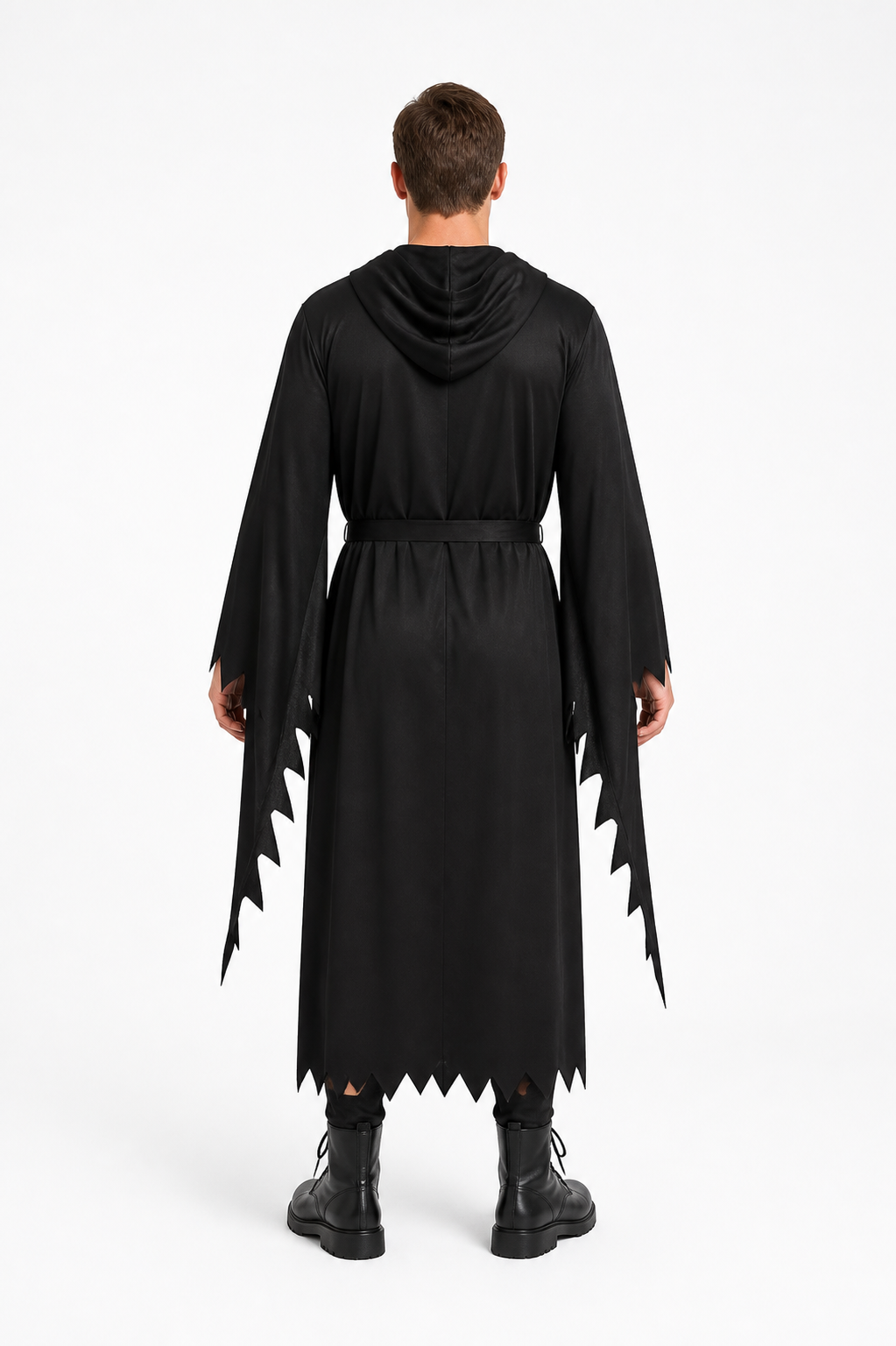 Scream Costume with Hood and Mask, Black Tattered Cloak