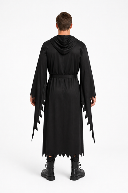 Scream Costume with Hood and Mask, Black Tattered Cloak