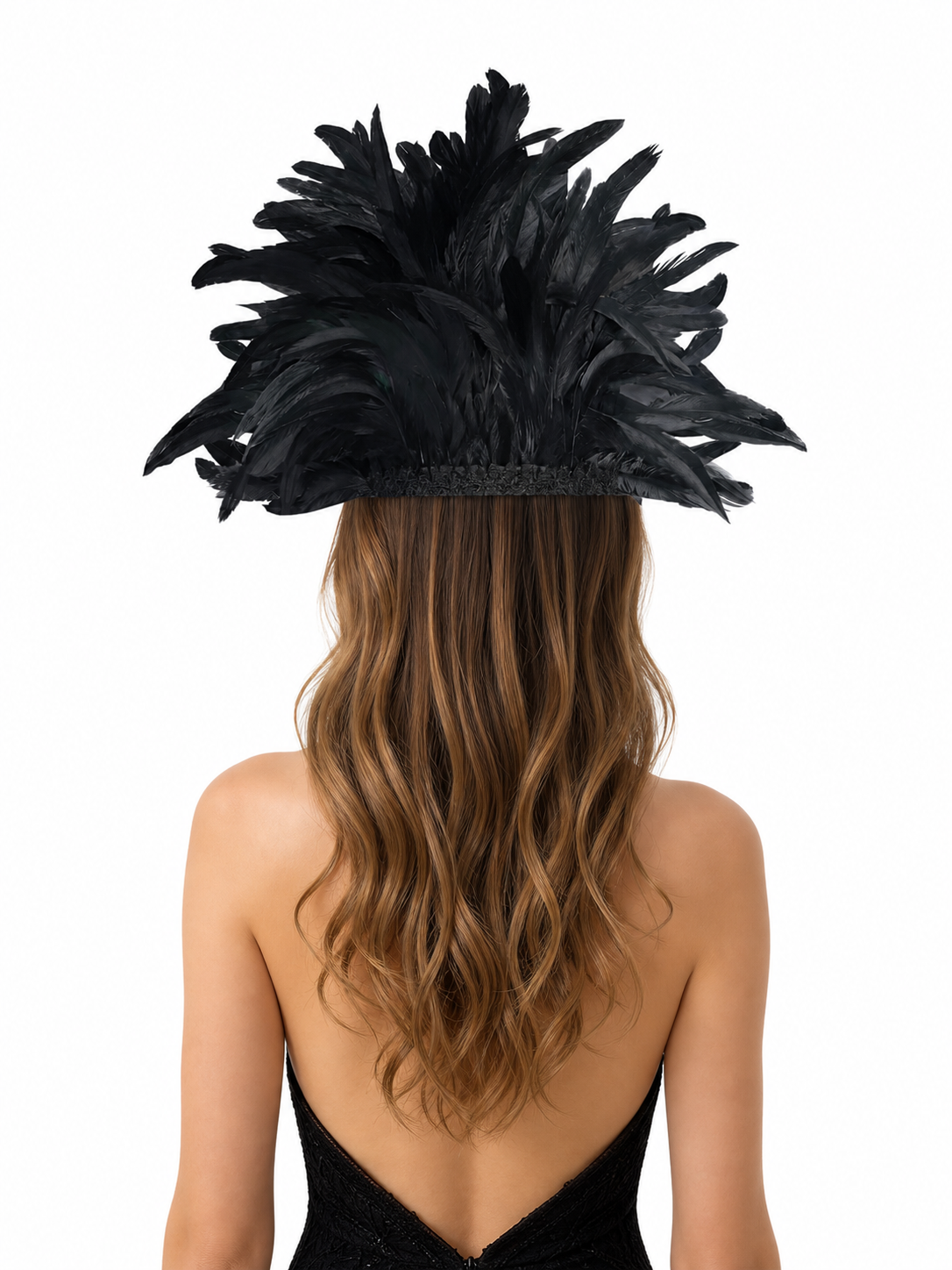 Carnival headpiece with black feathers