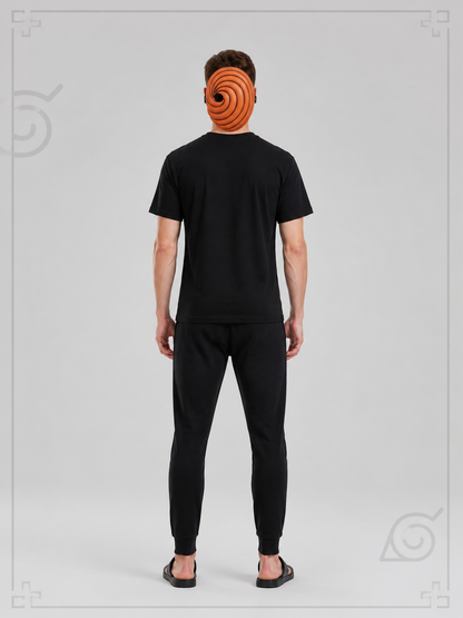 Orange Carnival Mask with Black Spiral Pattern back view
