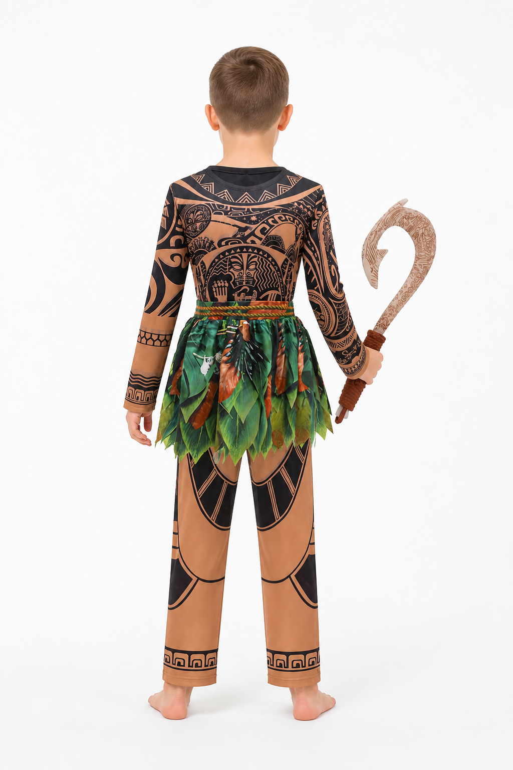 Maui Carnival Costume with Leaves and Hook back view