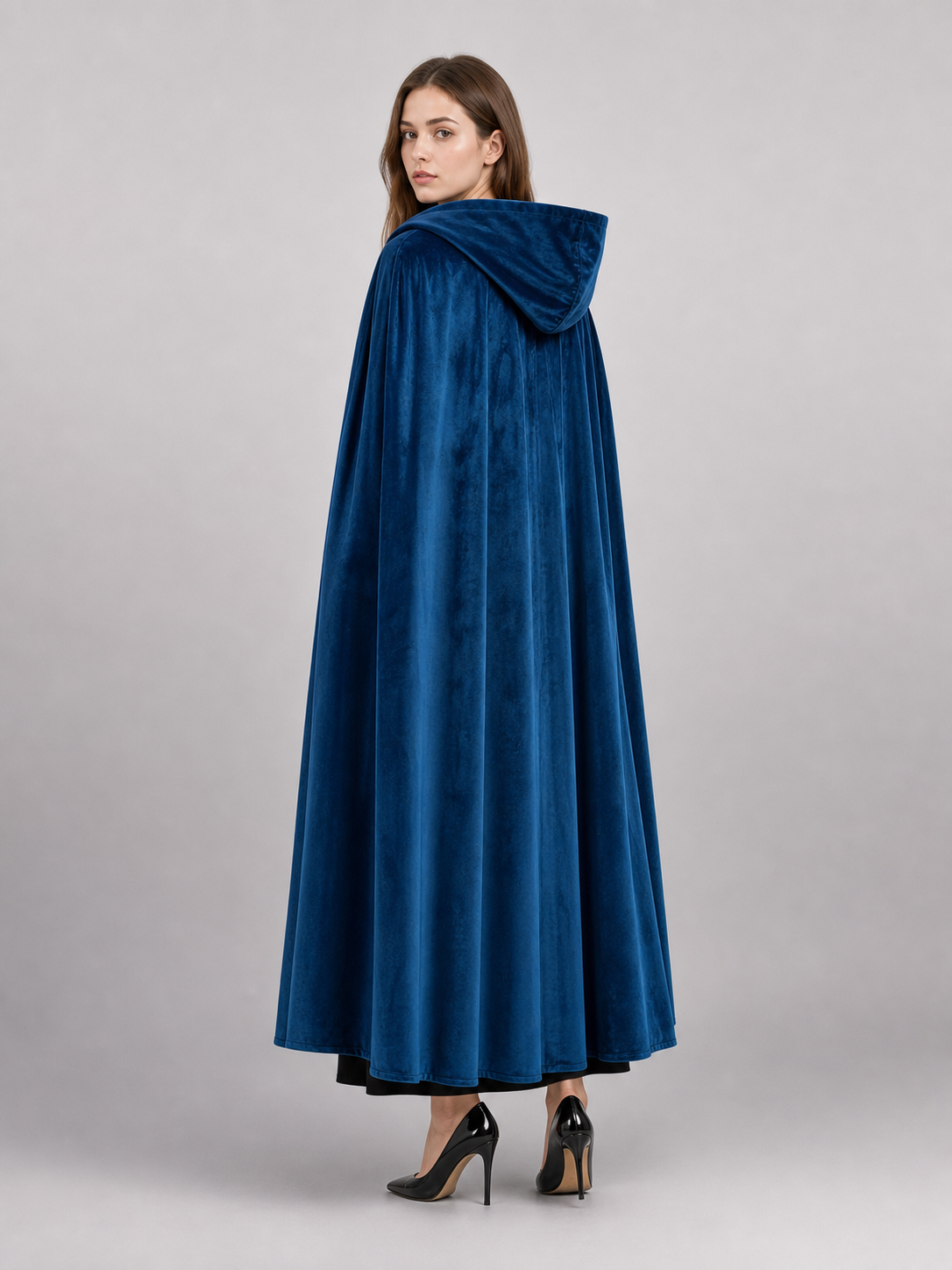 Blue Medieval Hooded Costume Cloak