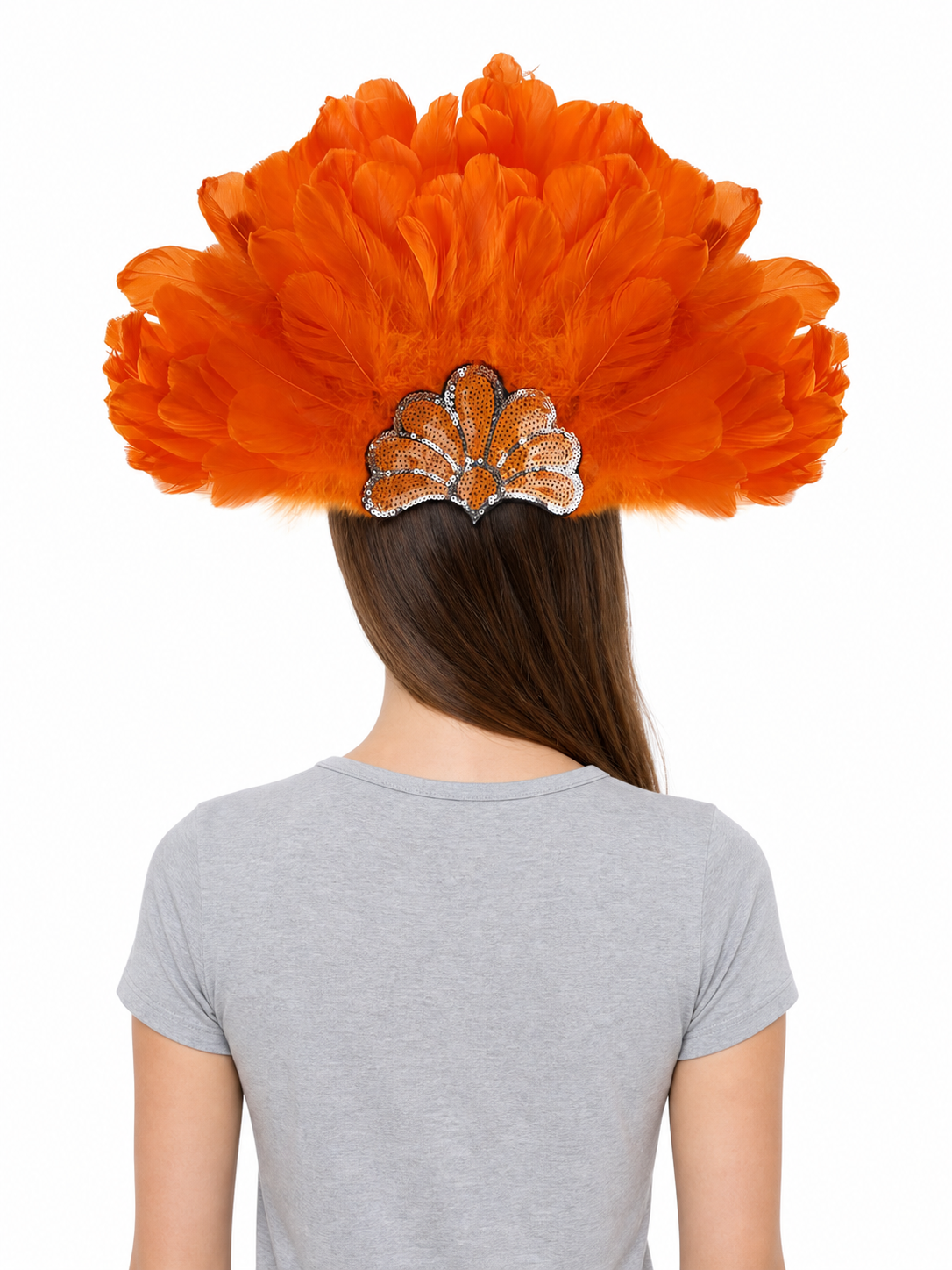 Carnival Headpiece with Orange Feathers