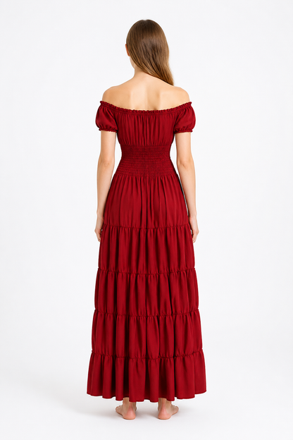 Tiered Off-the-Shoulder Stage Dress