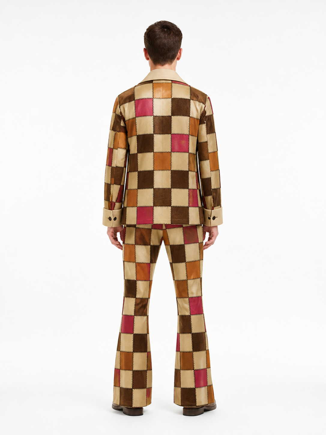 Plaid Stage Costume: Blazer and Flared Pants back view