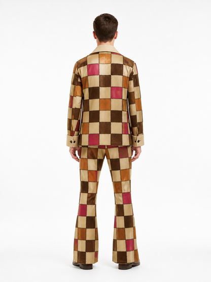 Plaid Stage Costume: Blazer and Flared Pants back view