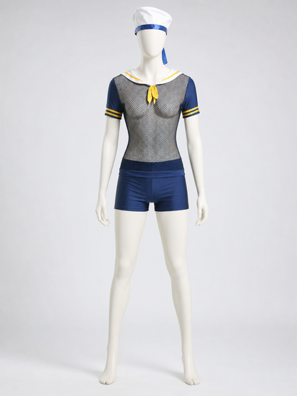Sailor-Style Jumpsuit with Shorts for Role-Play Looks