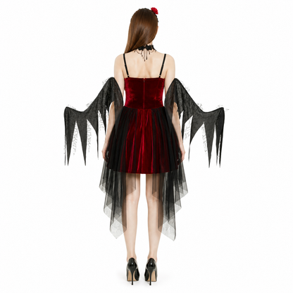 Dress and Cape Costume, Gothic Style back view