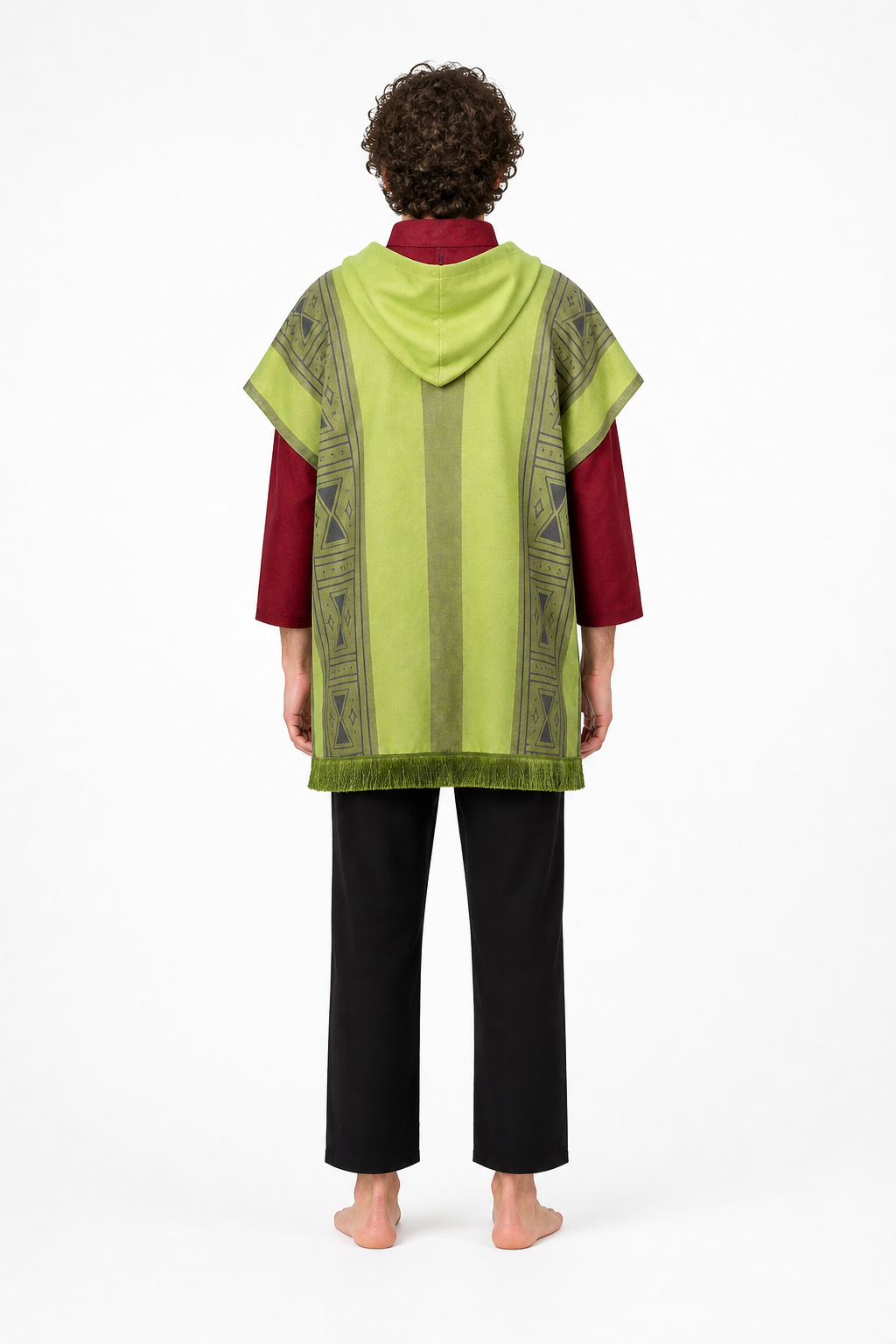 Cosplay Costume with Cape and Geometric Pattern back view