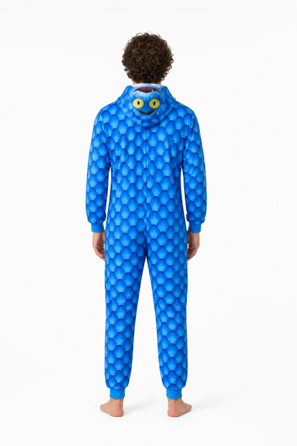 Gary Snake Kigurumi with a Hood and Zipper back view
