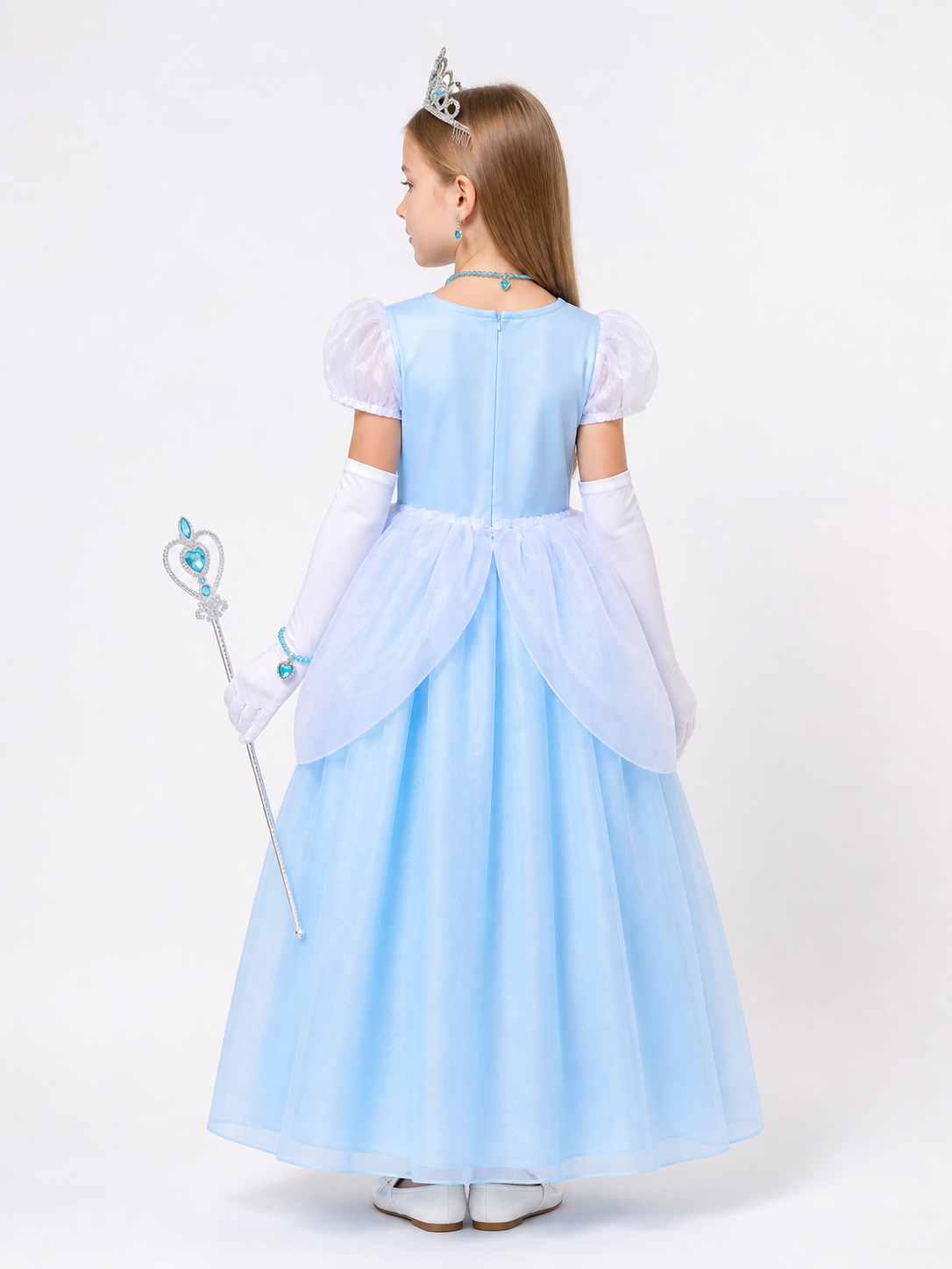 Princess Costume, Blue Dress and Accessories back view