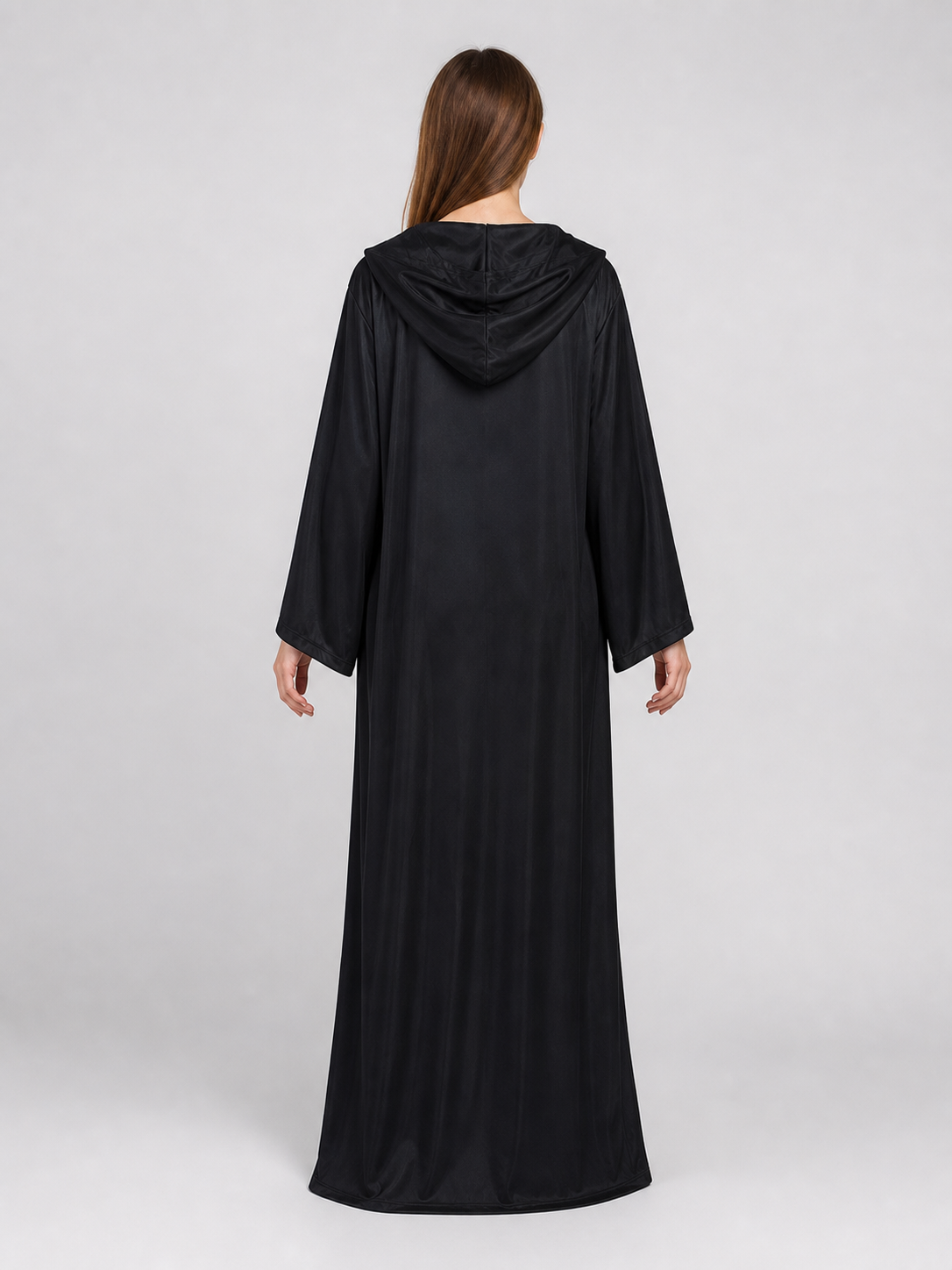 Dark fantasy costume with hood and axe back view 3