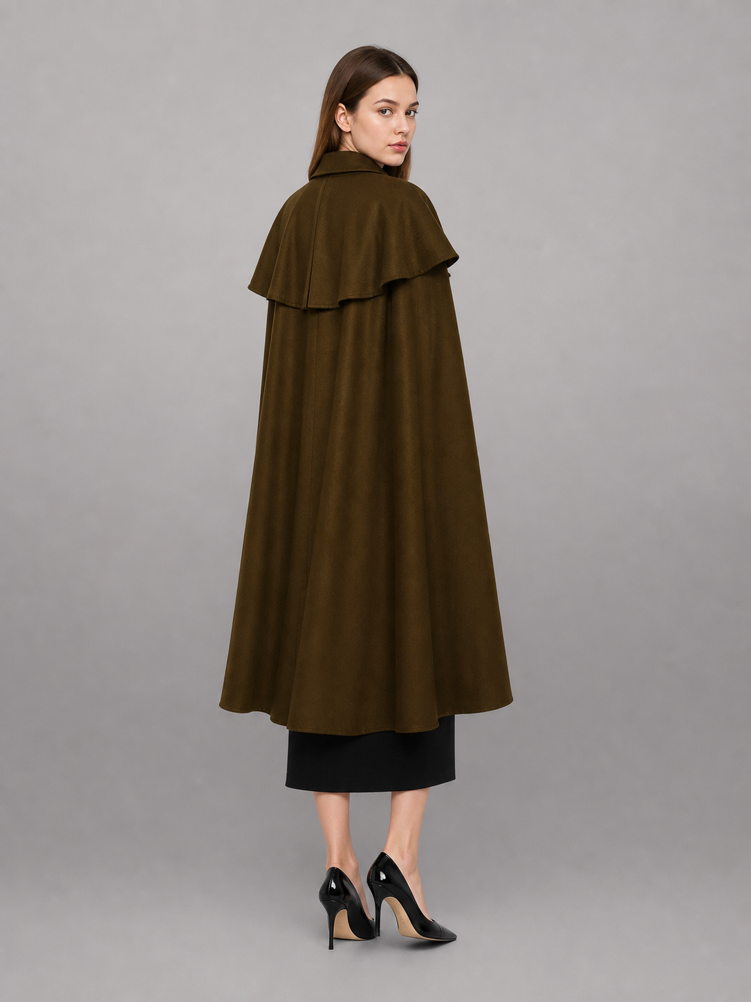 Brown shirt dress with a collar and buttons