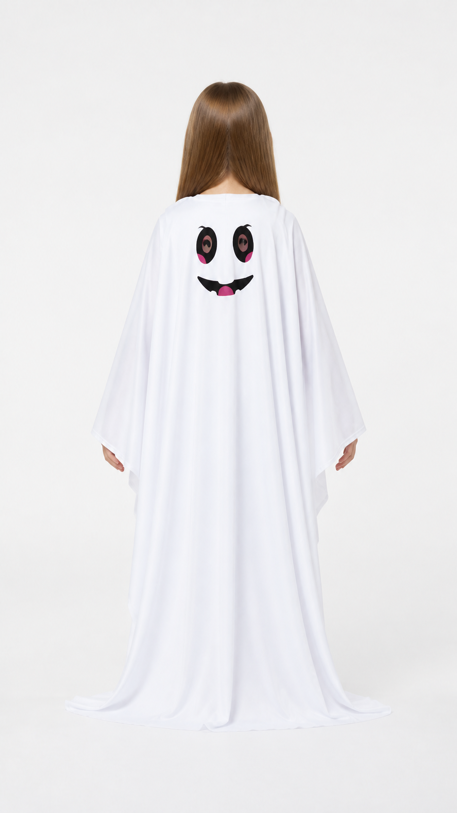 White Halloween Ghost Cape with Face back view