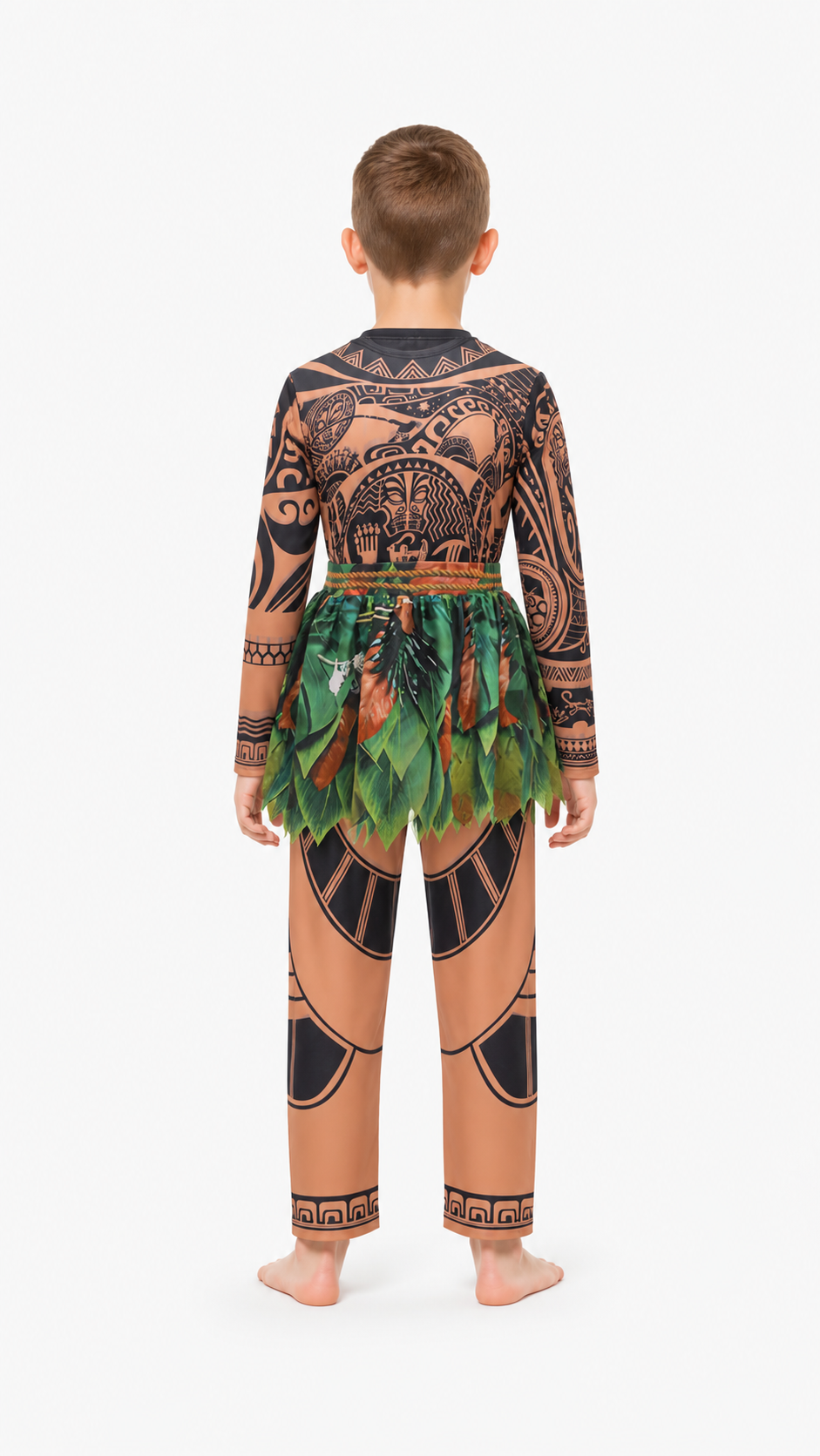 Carnival Jumpsuit with Tattoo Print and Feathers back view