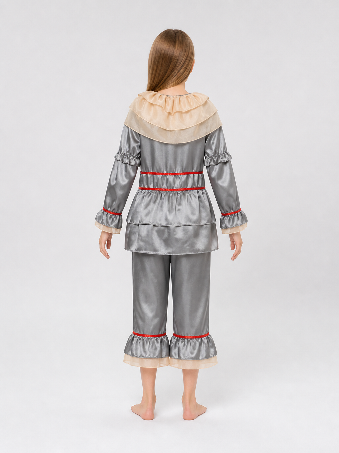 Clown Costume with Ruffles and Red Trim