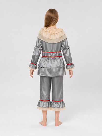 Clown Costume with Ruffles and Red Trim
