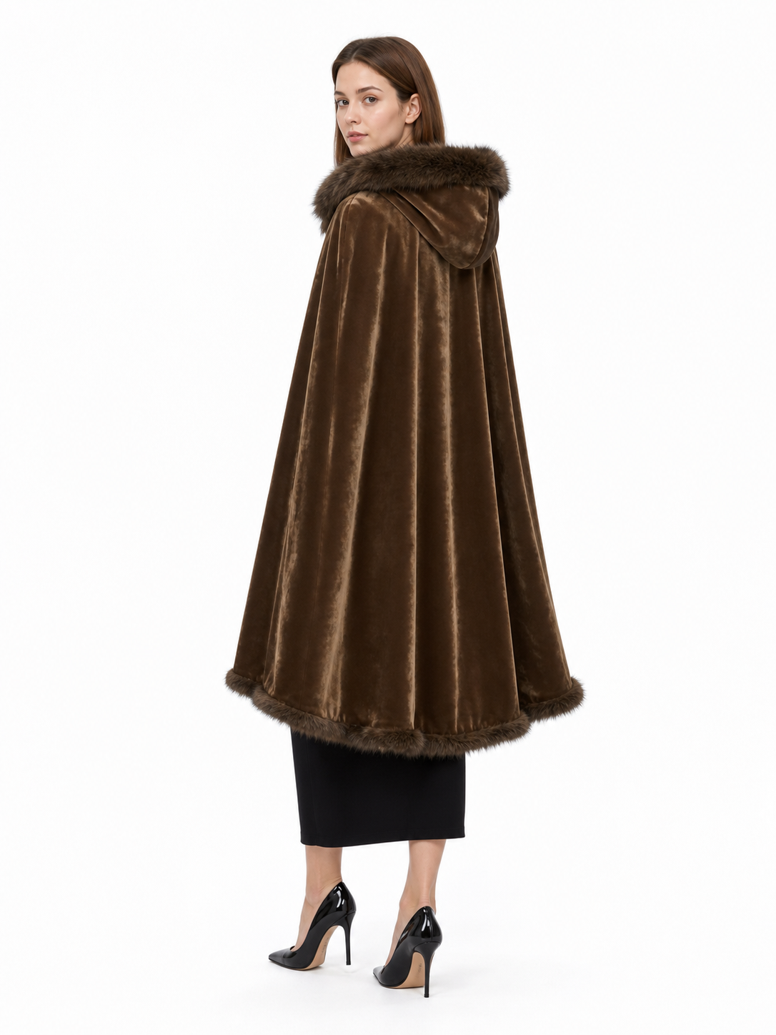 Brown Hooded Costume Cape