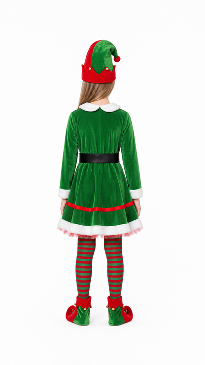 Christmas Elf Costume with Hat, Tights, and Belt