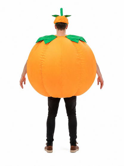 Inflatable Pumpkin Costume with Jack-o'-Lantern Face back view