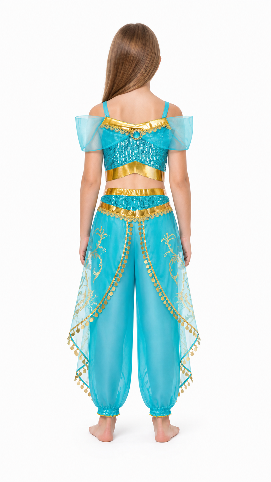 Fairytale Girls’ Costume in Turquoise with Sequins back view