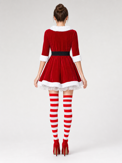 Christmas Santa dress costume with belt and stockings